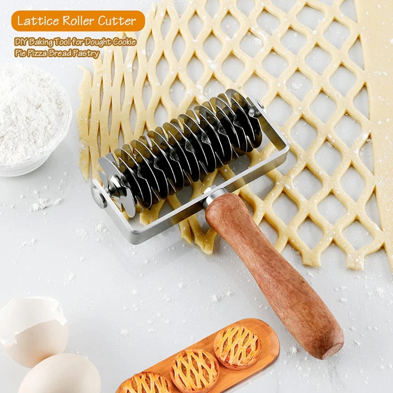 

Stainless Steel Lattice Cutter, Dough Lattice Roller Cutter Baking Tool Cookie Pie Pizza Bread Pastry Crustroller