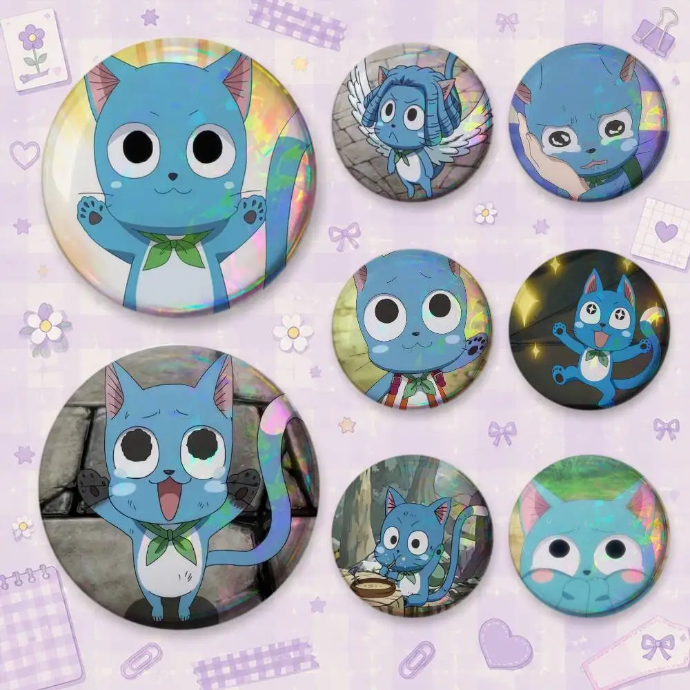 Anime Fairy Tail Happy Brooches Cartoon Badge Pins Backpack Hat Accessories Friend Gift