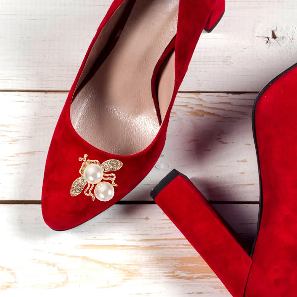 

2Pcs Bee Shape Shoe Clips for Women Rhinestone Decorative Buckle Accessories Insect Themed Bridal Heel Charms Fashion