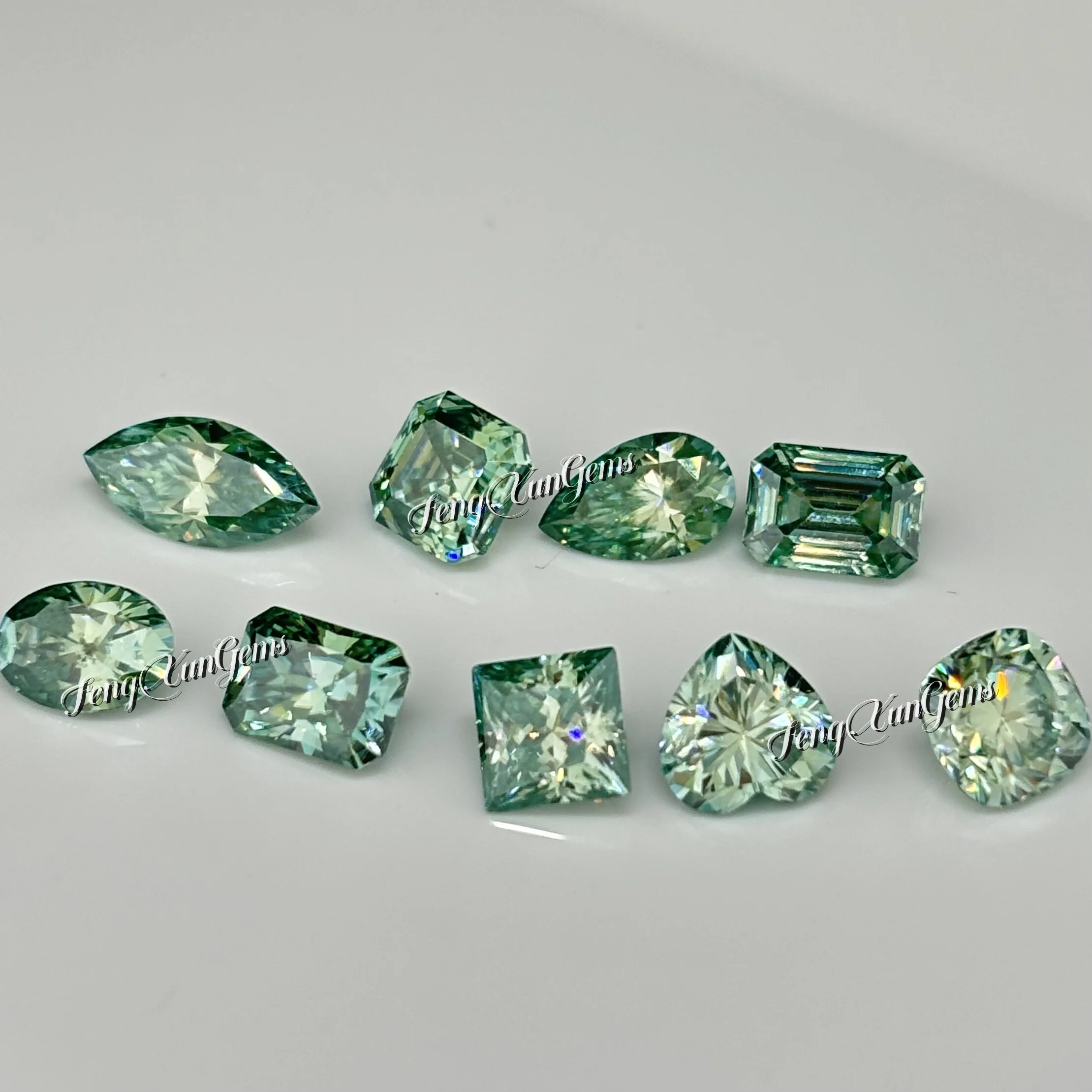 Heart Asscher Pear Green Loose Moissanite Stone Lab Grown Gems 0.5~5ct VVS1 Clarity With GRA Certificate For Jewelry Inlay