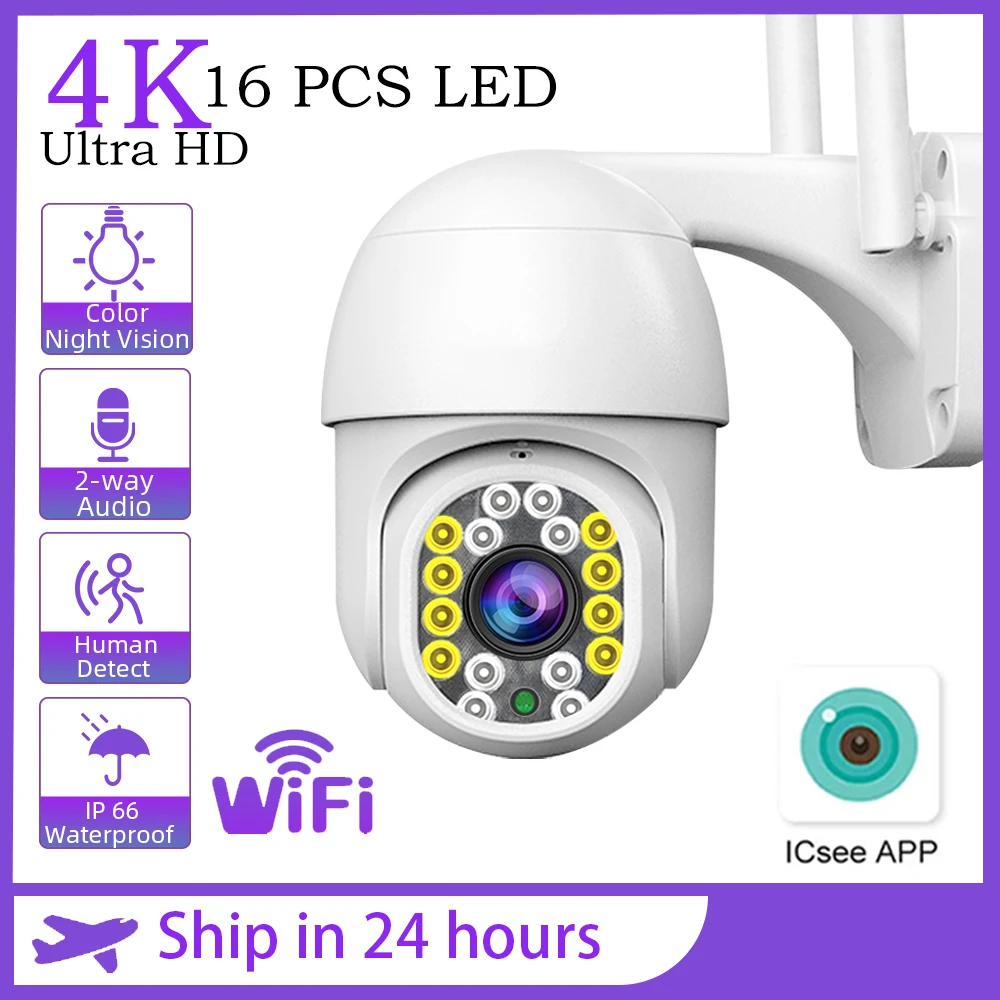 

8MP PTZ WIFI IP Camera Night Vision AI Auto Tracking CCTV Surveillance Outdoor Wireless Waterproof Security Network Camera 4K