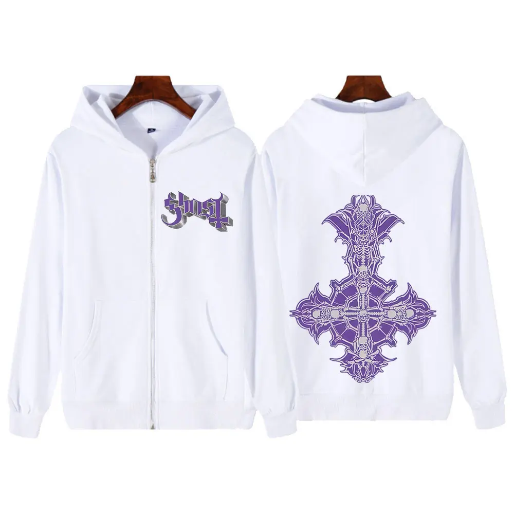 Ghost Skeletour World Tour 2025 Album Harajuku Zipper Hoodies Unisex Gothic Oversized Zip Up Sweatshirts Harajuku Hip-hop Coat
