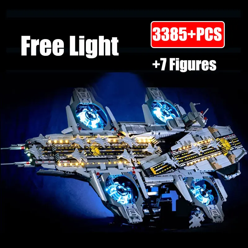 Super Series The Shield Helicarrier Aircraft Carriers with Light Technical Brick Movie Heroed Model Building Block MOC Adult Toy