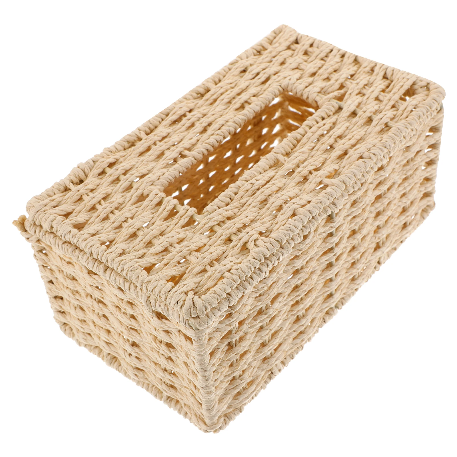 

Woven Tissue Napkin Dispenser Container Simple Design Sturdy Material Safe Use Compact Size Tissue Storage Box Easy Open