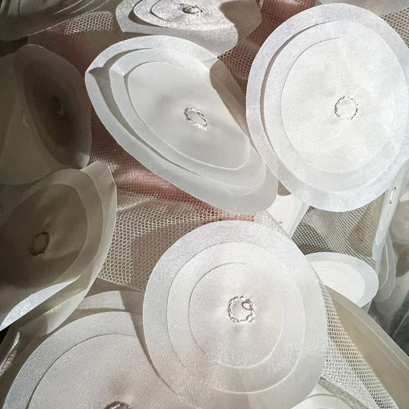 3D Multilayer Circular Cut Perspective Mesh Gauze Fabric DIY Wedding Dresses Material Fashion Show Designer Fabric Decor Cloth view 6