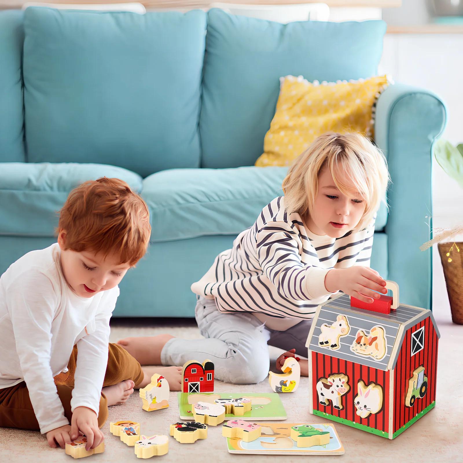 1Set Holz Kleinkind Bauernhof Tiere Spielset Frühes Lernen Montessori Vorschule Aktivitäten Pädagogische Kinder Spaß Interaktive Spielen