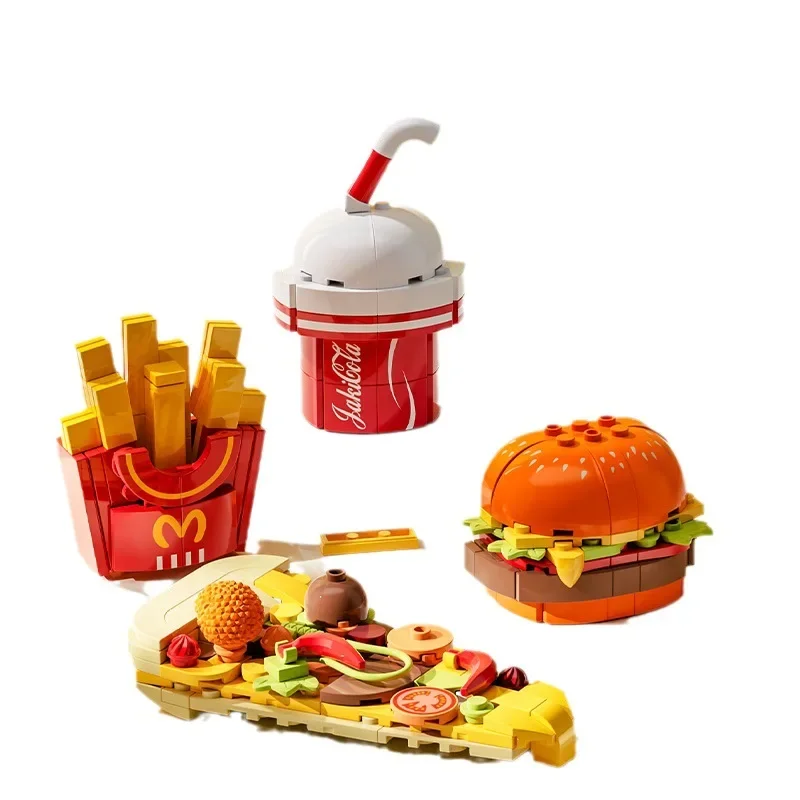 Building Block Magnetic Refrigerator Sticker Cute 3D Burger Set Building Block Magnet household gift