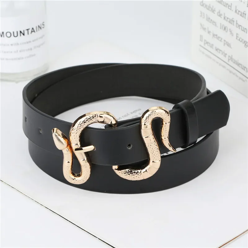 

Luxury Brand Belts for Women High Quality Shinny Rhinestone Waist Soft Leather Strass Snake Buckle Jeans Belt Female Waistband