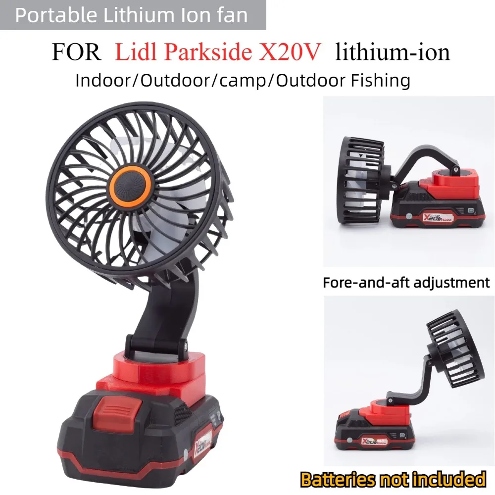 Ventilador de Íon de Lítio Portátil para Lidl Parkside X20v Ajuste de Íon de Lítio para Frente e para Deriva para Pesca Interna Externa Acampamento Externa