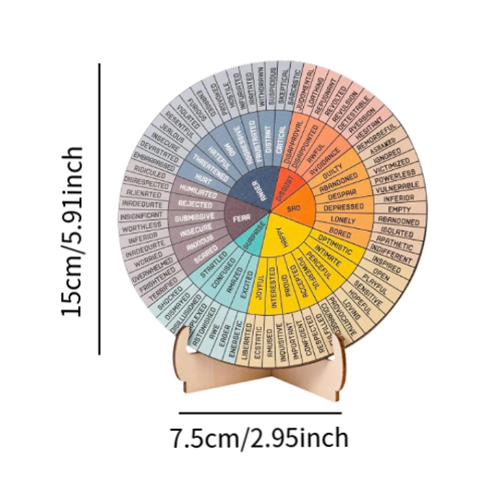 Feeling Wheel,Feeling Wheel Chart,Wooden Mood Wheel,Office Emotions Chart,Calming Emotions, Office Desk Decor for Office