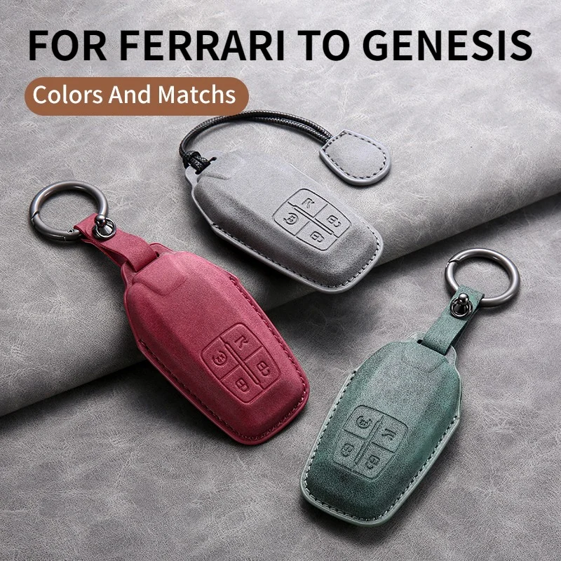 Funda de Cuero para Llaves de Auto Ferrari F430 488 458 F12 Roma 812 F8, Carcasa Protectora Anti-rayones, Accesorios Decorativos para Llaves de Auto