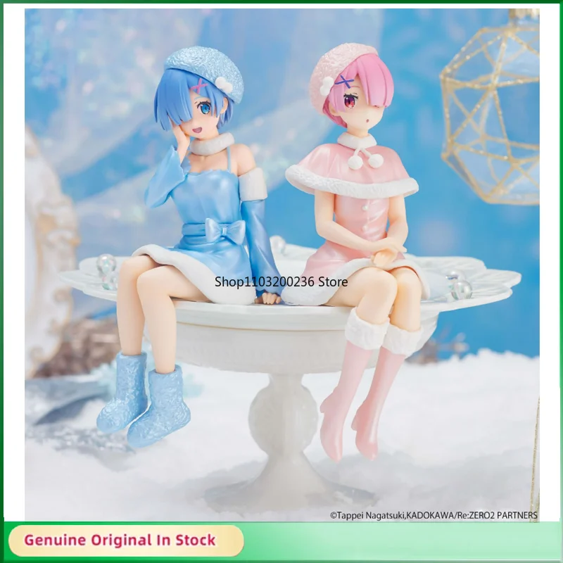 

Original Anime Figures Re:Zero Starting Life in Another World Rem Ram Snow Princess Sitting Posture Action Figure Ornaments
