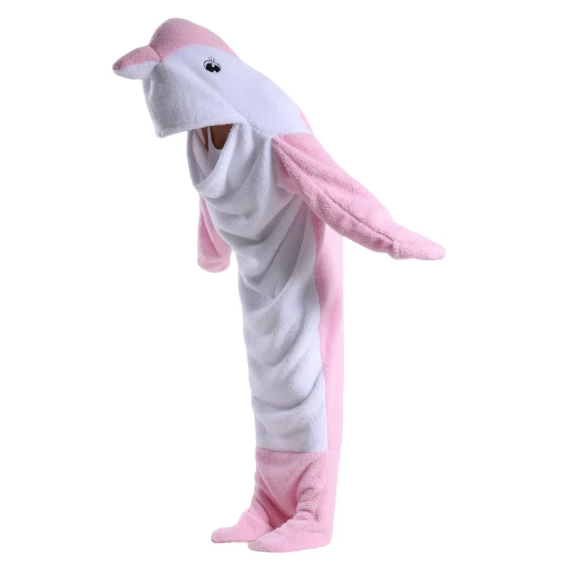 

Soft Dolphin Onesie Pajamas Wearable Blanket Warm Animal Sleepsuit Homewear