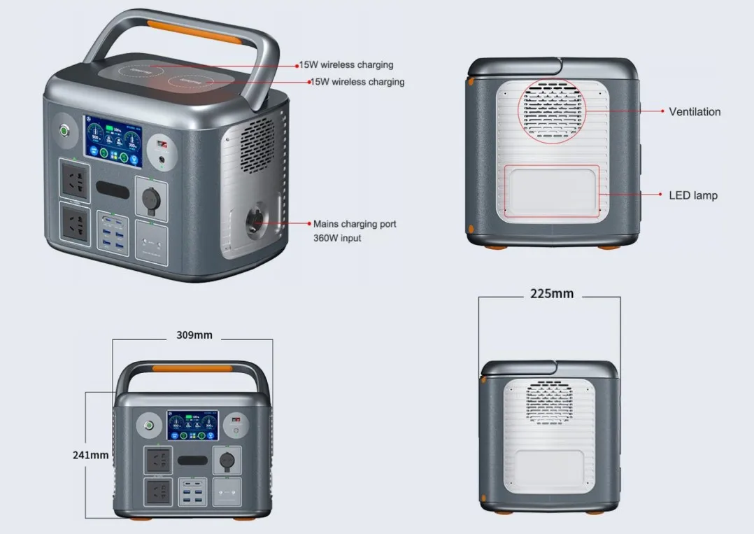 3 Phase 1.5Kw Portable Power Solar Generator Set LiFePO4 Battery 3000W Peak Thermoelectric Inverter for Home Use Completed Panel