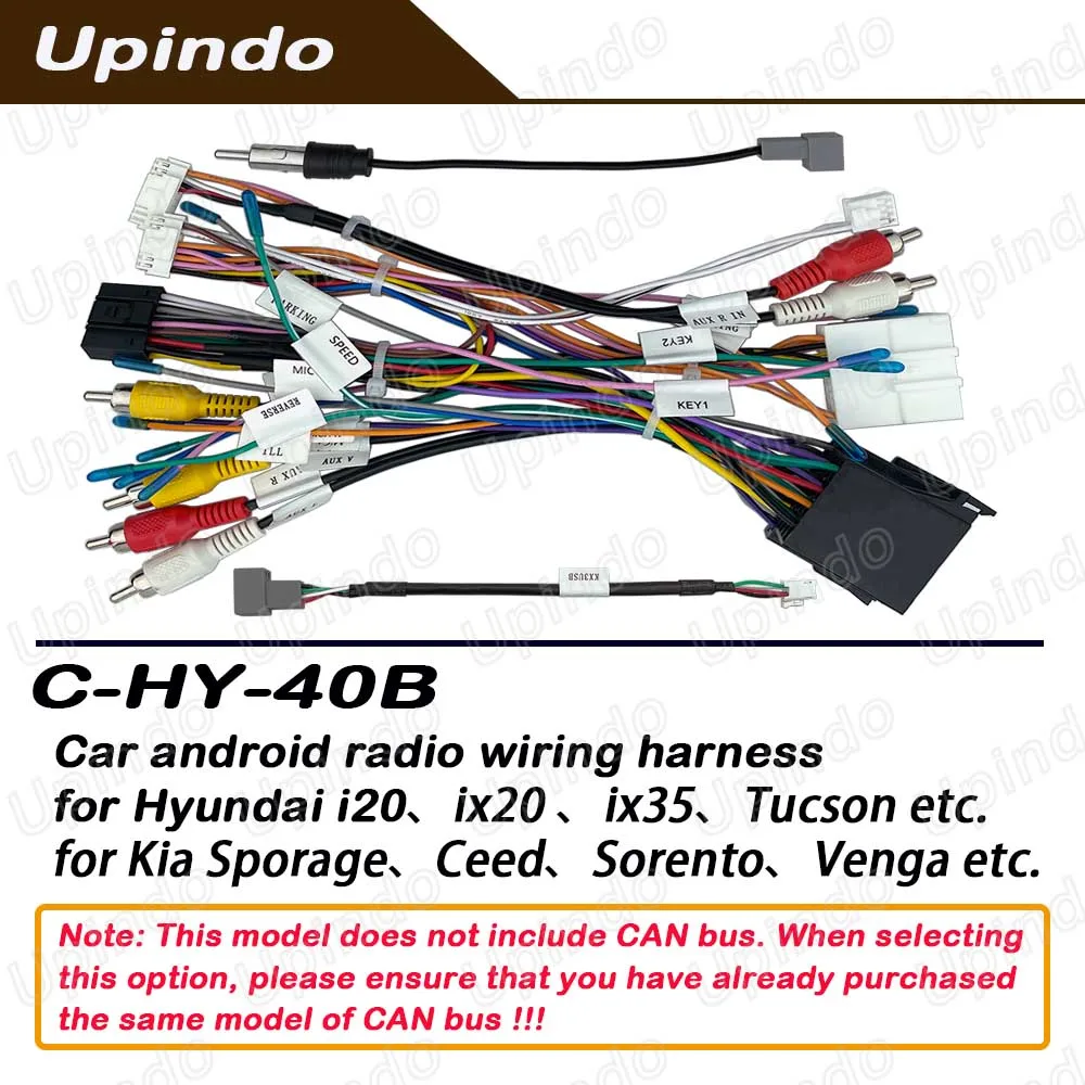 16 Pin Android Radio Power Wiring Harness CAN Bus Adapter For Hyundai Kia I20 IX20 IX35 Tucson Ceed Sorento Venga Sporage