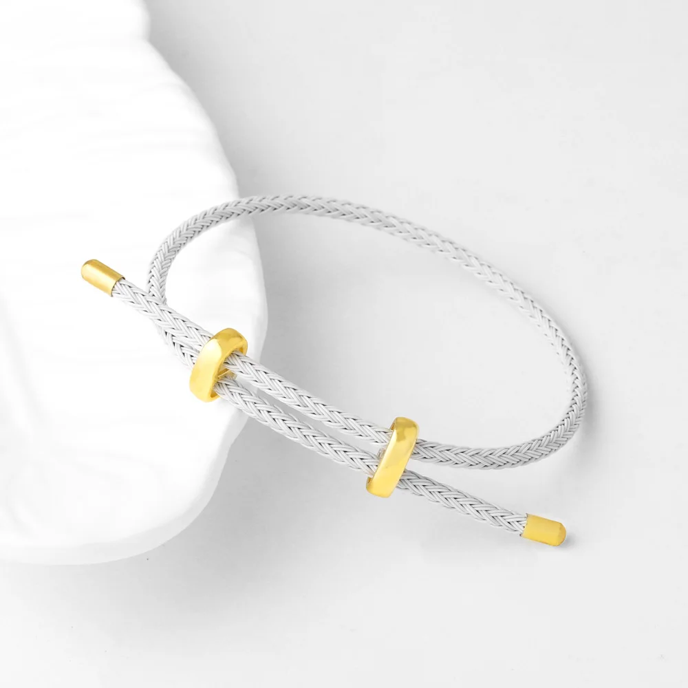 OCESRIO Fashion Multicolor Brass Bracelet Wrist Chain Thread String Adjustable Stainless Steel Jewelry Making Supplies brth61