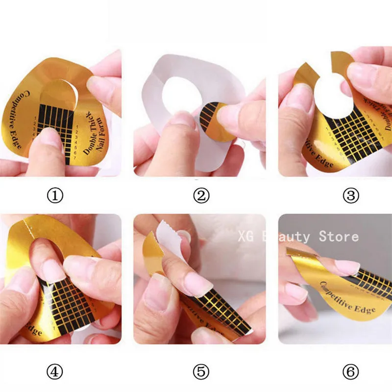 100/200/500PCS French Nail Form Tips Gel UV acrilico Estensione Curl Guide Adesivi Stampo artistico per manicure acrilica