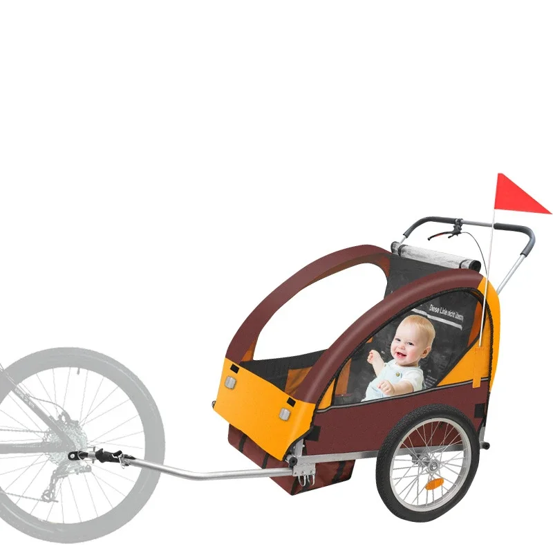 Outdoor Children\'s Bicycle Trailer Foldable Double Baby Stroller Pet Bike Trailer