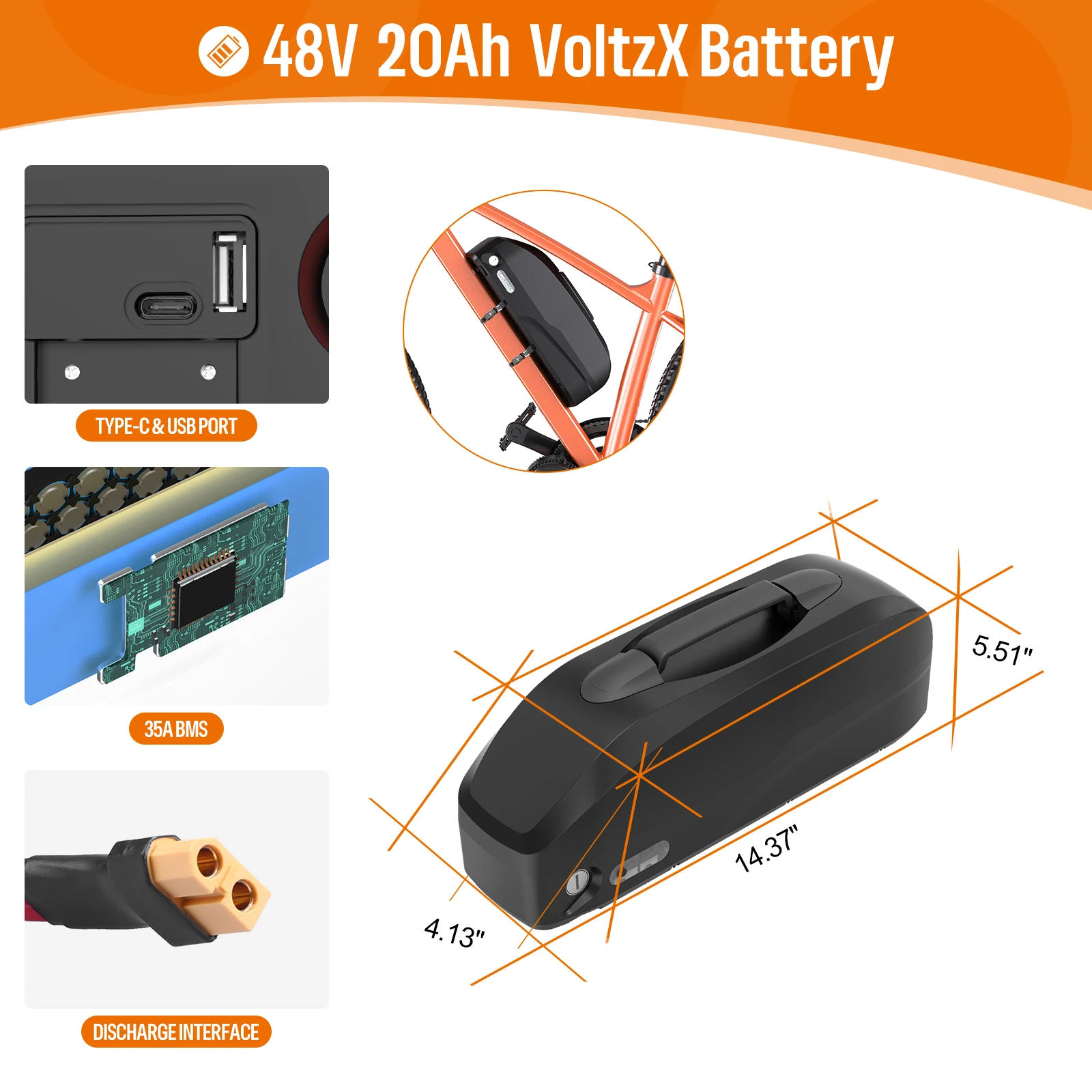 Originele Eboat Batterij 48V 52V 36V Hailong 30a Bms Elektrische Cyclus Downtube Lithiumbatterij Voor 1000W 500W W W 250 Motor