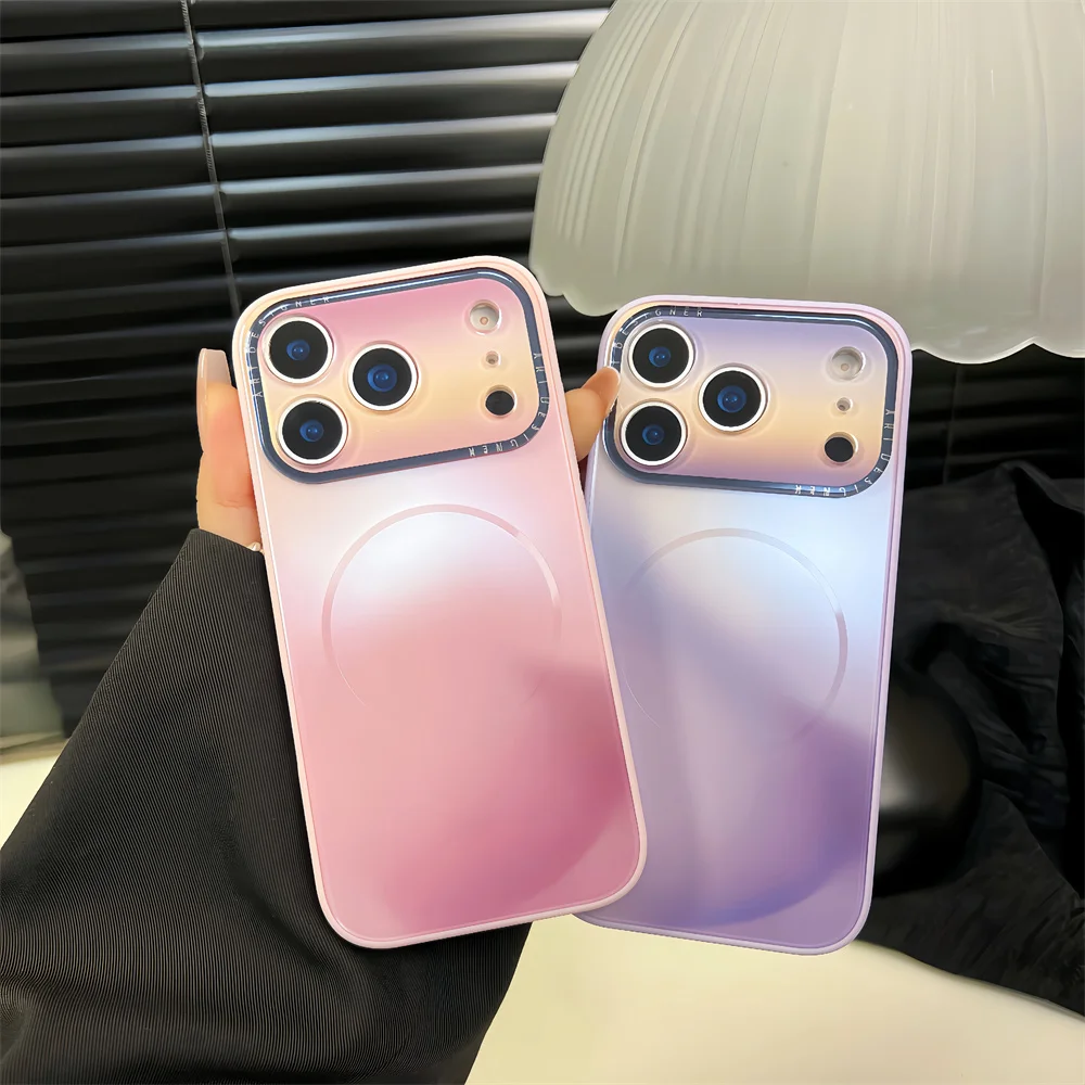 Coque de téléphone créative dégradé d'encre AG, étui de protection magnétique pour iPhone 17 14 15 16 11 12 13 Pro Max Aurora Hard PC