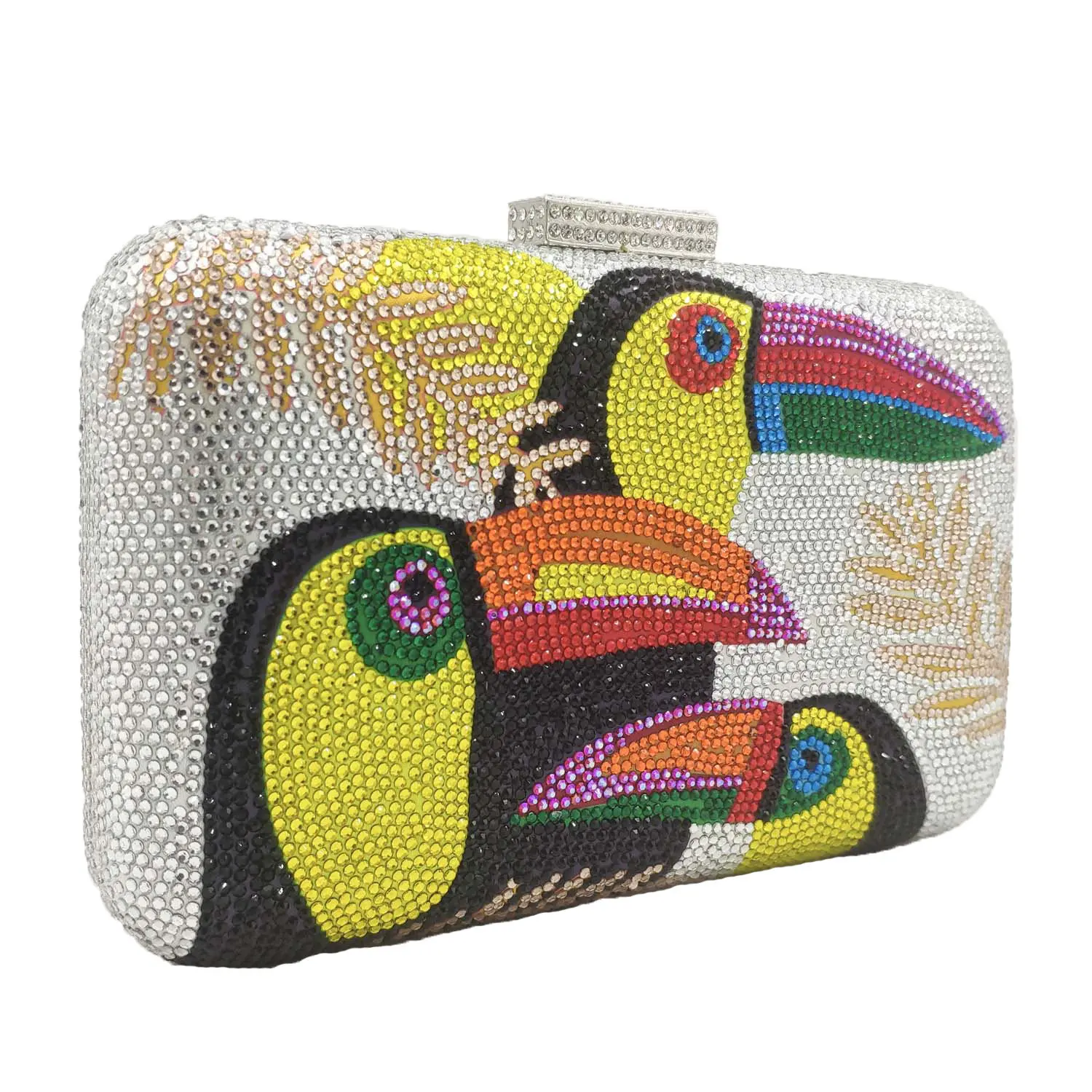 Neuheit Toucan Vogel Frauen Kristall Abendtaschen Strass Box Schminktäschchen Clutch Party Cocktail Handtasche Diamant Kette Geldbörse – Detail 13