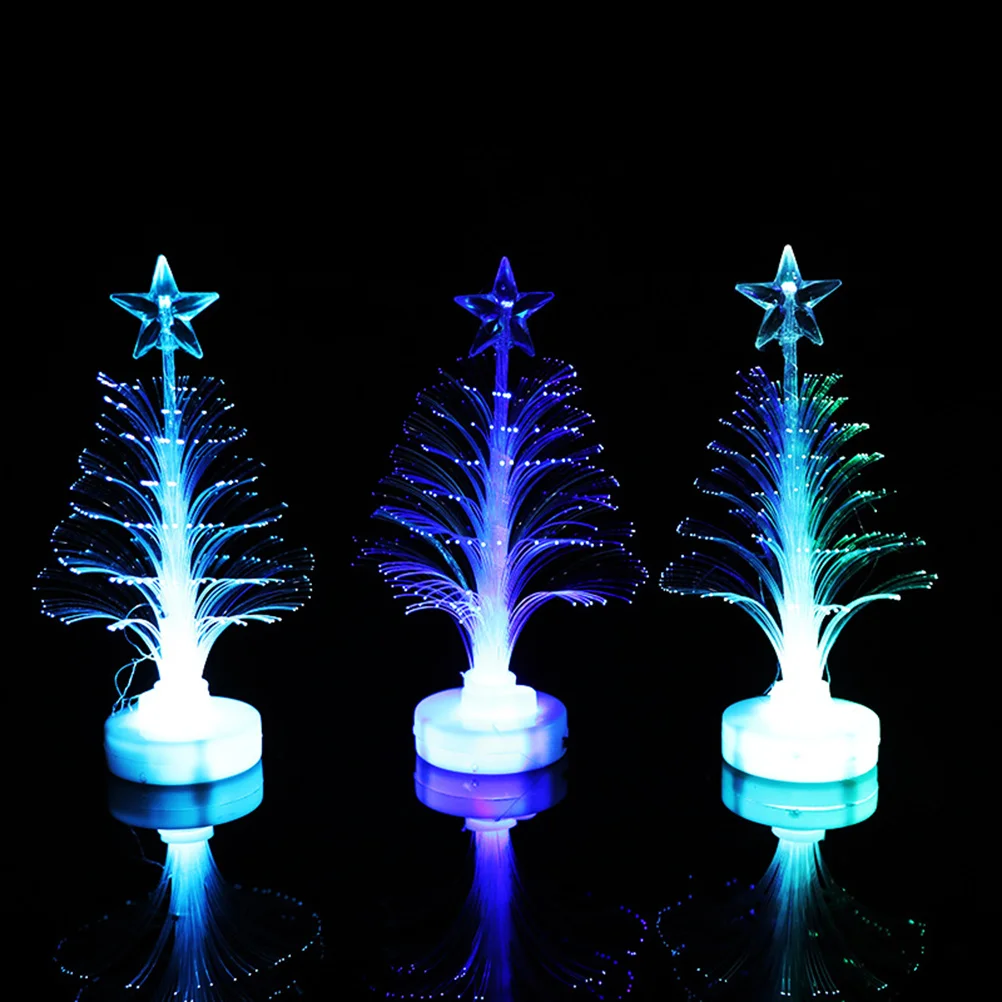 

10pcs Fiber Optic Christmas Tree Lamp 7 Colors Led Night Light Decoration For Holiday Gift Small Desk Light Easy Placement