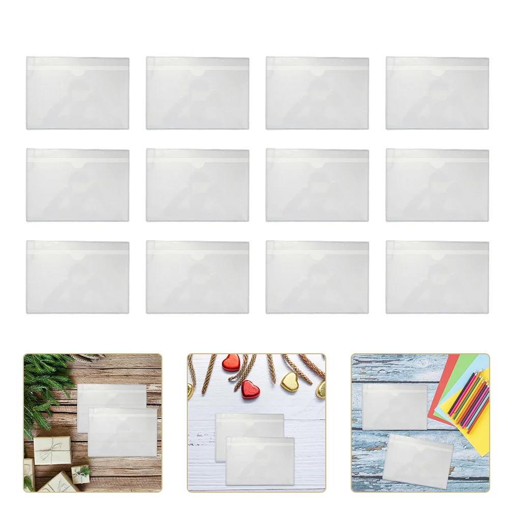 

20 Pcs Self-adhesive Card Pocket Transparent Color Library Pockets Plastic Cards Holder Top-open Business Organizer Pvc Index