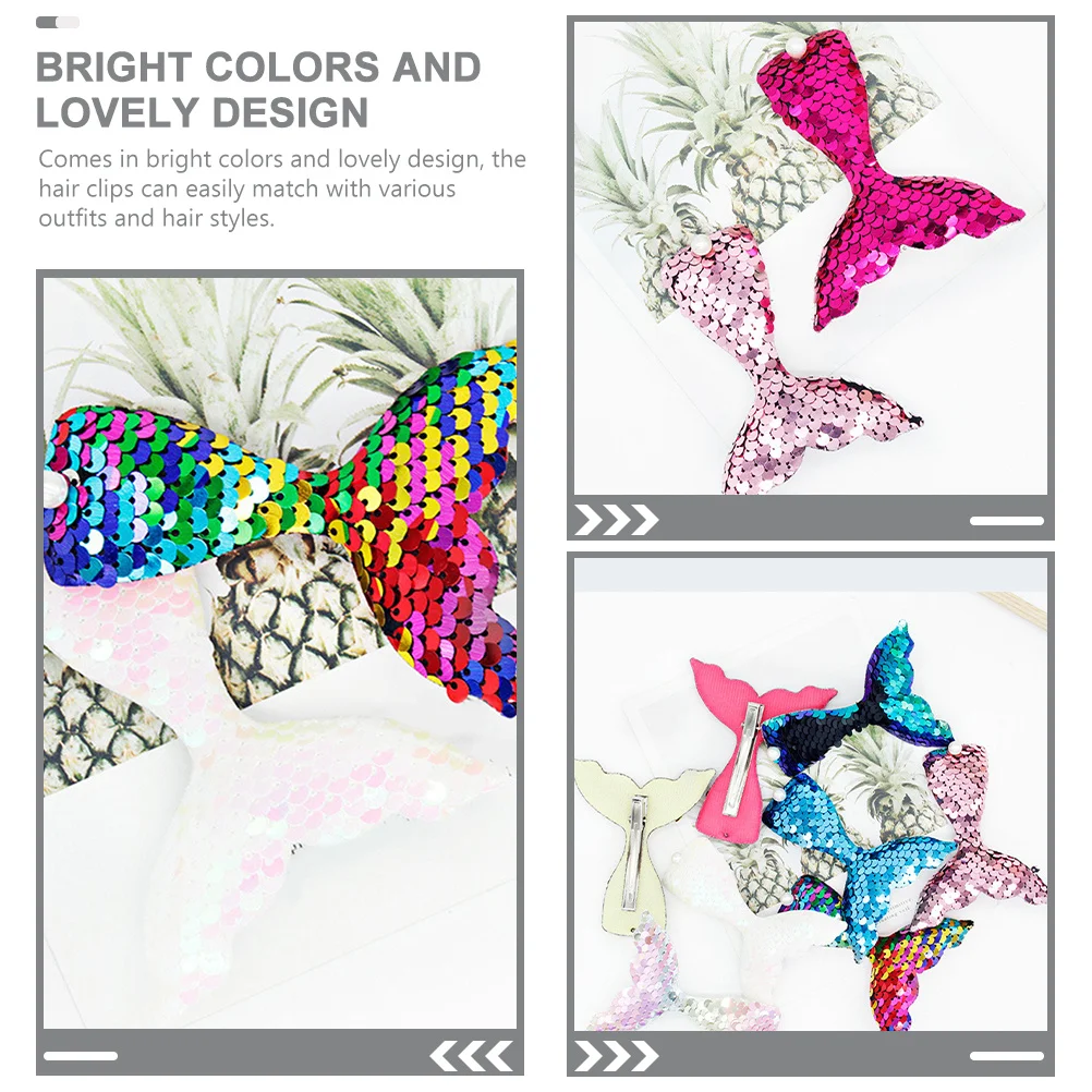 

8Pcs Mermaid Tail Hair Clips Cute Sequin Glitter Accessories for Daily Wear and Mermaid Theme Parties Cute Hair Clips
