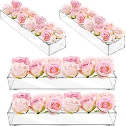 rectangular transparent acrylic flower arrangement base pot, flower placement container vase for restaurant table wedding table