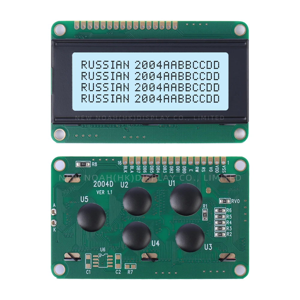 Écran LCD à haute luminosité, film gris russe, lettres noires 2004D, lampe LED, carte PCB dédiée, 4x20, 4002, 3.3V, 5V, ST7066U