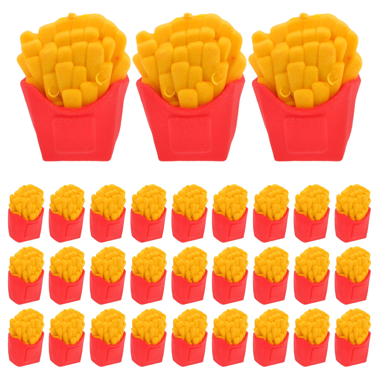 

30 Pcs French Fries Eraser Classroom Prizes Cute Chip Elementary Tpr Mini Erasers School Supplies for Girls