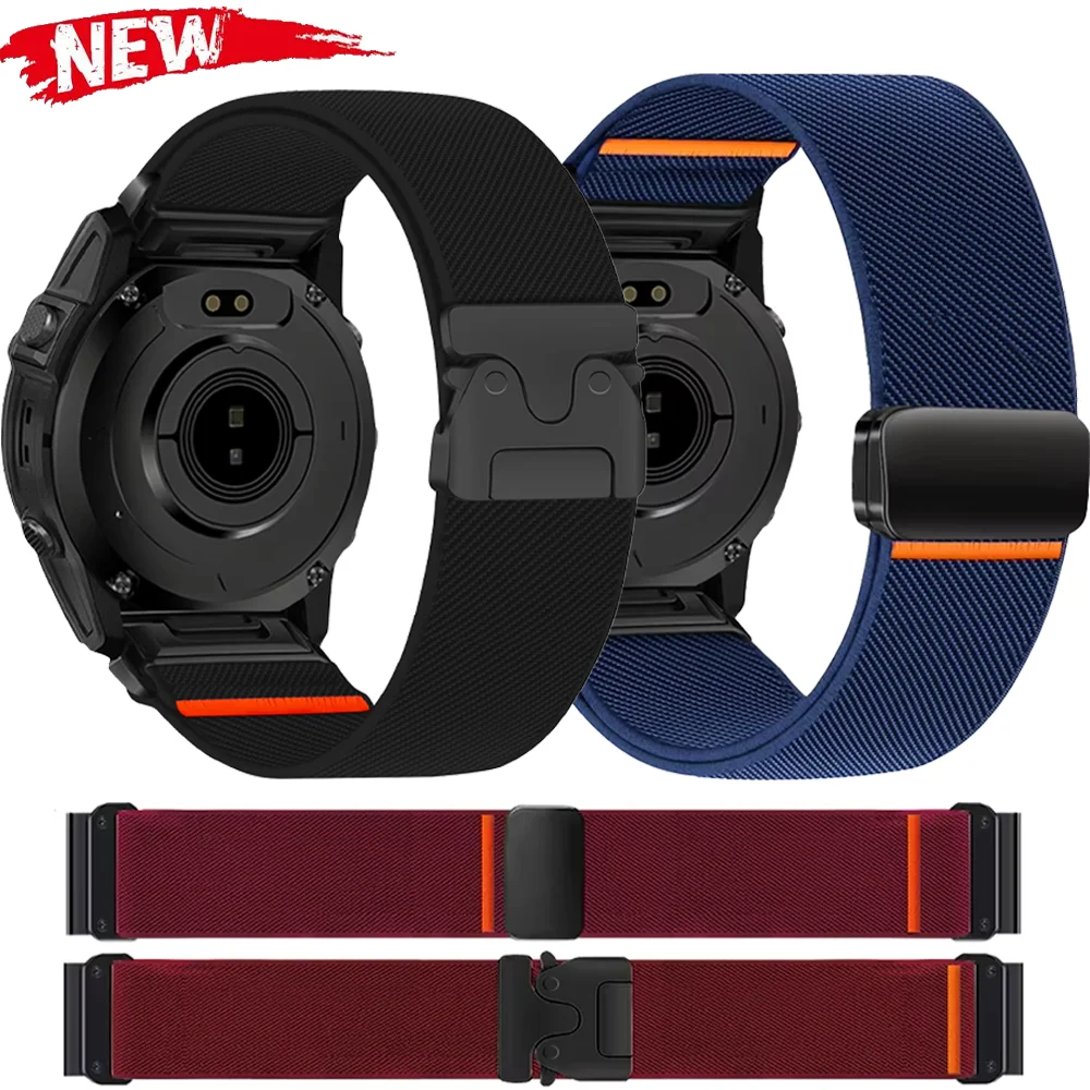 Quick Fit 26mm 22mm 20mm Nylon Strap For Garmin Fenix 9/9 Pro/8/7X 51/47/43mm Magnetic Band Garmin Quatix 8 51mm 47mm Instinct 3