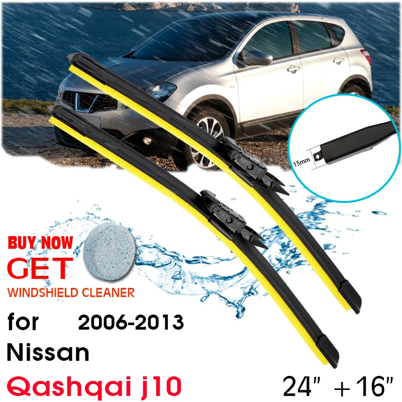 

Car Blade Wiper Window Windshield Rubber Silicon Refill Wiper for Nissan Qashqai J10 2006-2013 LHD/RHD 24"+16" Car Accessories