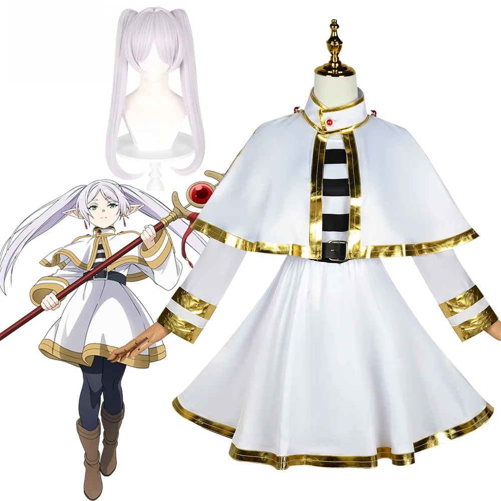 Disfraz de Cosplay Frieren Beyond Journey Lolita para mujer, falda Halloween, ropa Anime para fiesta juegos de rol