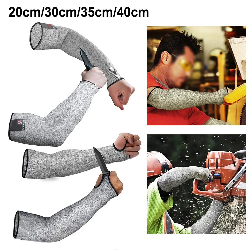 Level 5 HPPE Resistant Sleeves Silver Anti Abrasion Arm Guards For Chainsaw Work Construction And Manufacturing Safety Protectio