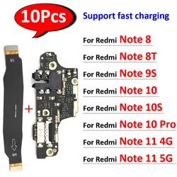 10Pcs，USB Charging Connector Socket Port Main Connector Mainboard Flex For Redmi Note 8 8T 9S 10 7 Pro 10S 11 4G 5G fast charger