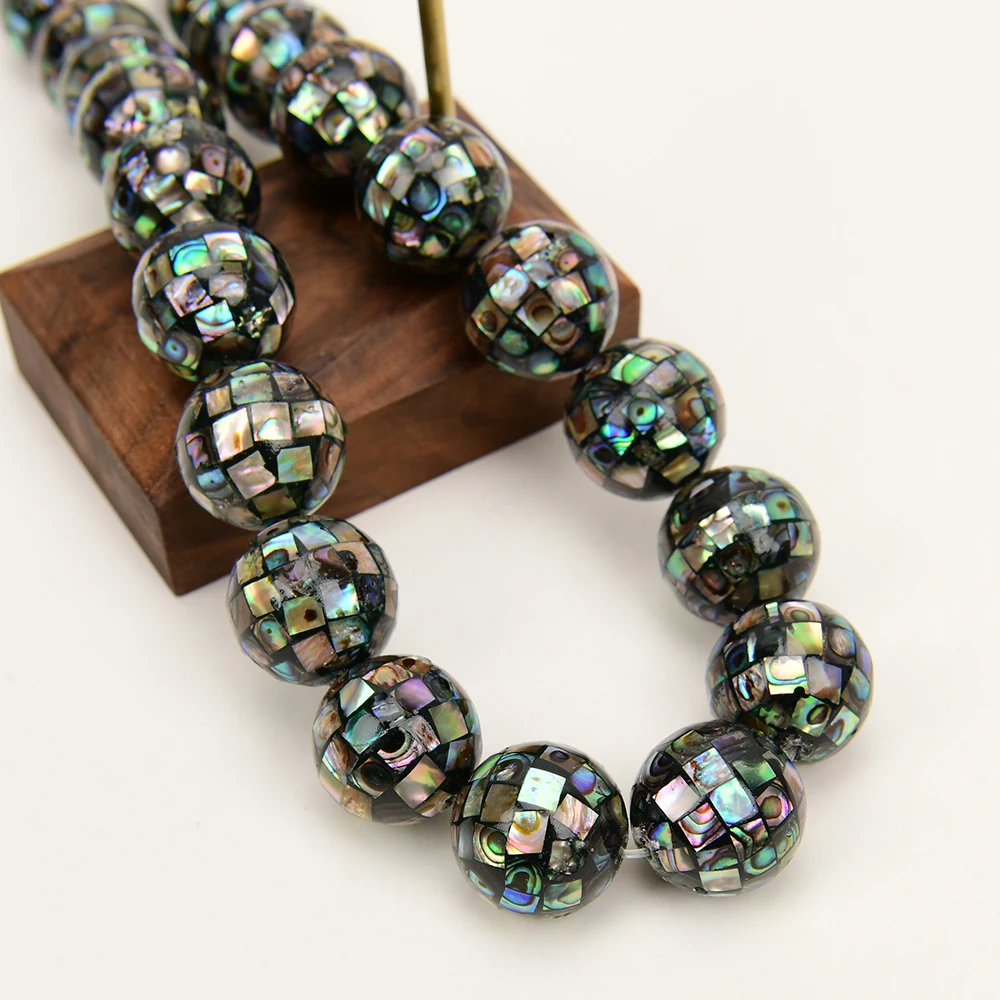 APDGG 18mm Natural Mix Green Paua Abalone Shell Round Ball Loose Beads 15.5\'\' Strand For Pearl Necklace Jewelry Making DIY