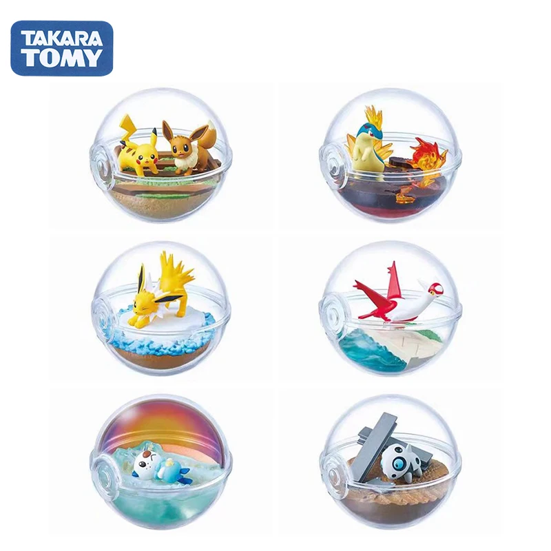 Takara tomy pokemon pikachu feliz todos os dias pokeball cena em miniatura modelo ornamentos brinquedos infantis periféricos de animação