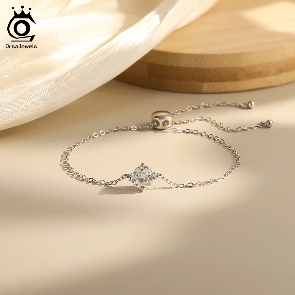

Браслет ORSA JEWELS из стерлингового серебра 925 пробы с муассанитом D Color VVS 1 карат, элегантные ювелирные изделия для женщин, для повседневного ношения, MOB08