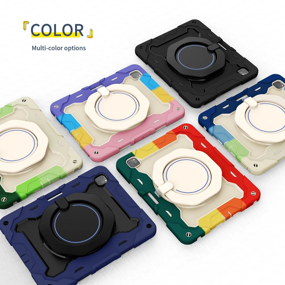 Imagem -06 - para Apple Ipad Pro 12.9 Polegada 2023 2023 2023 A2378 A2229 A1876 Case Crianças Seguro pc Silicone à Prova de Choque Puxar Anel Suporte Tablet Capa