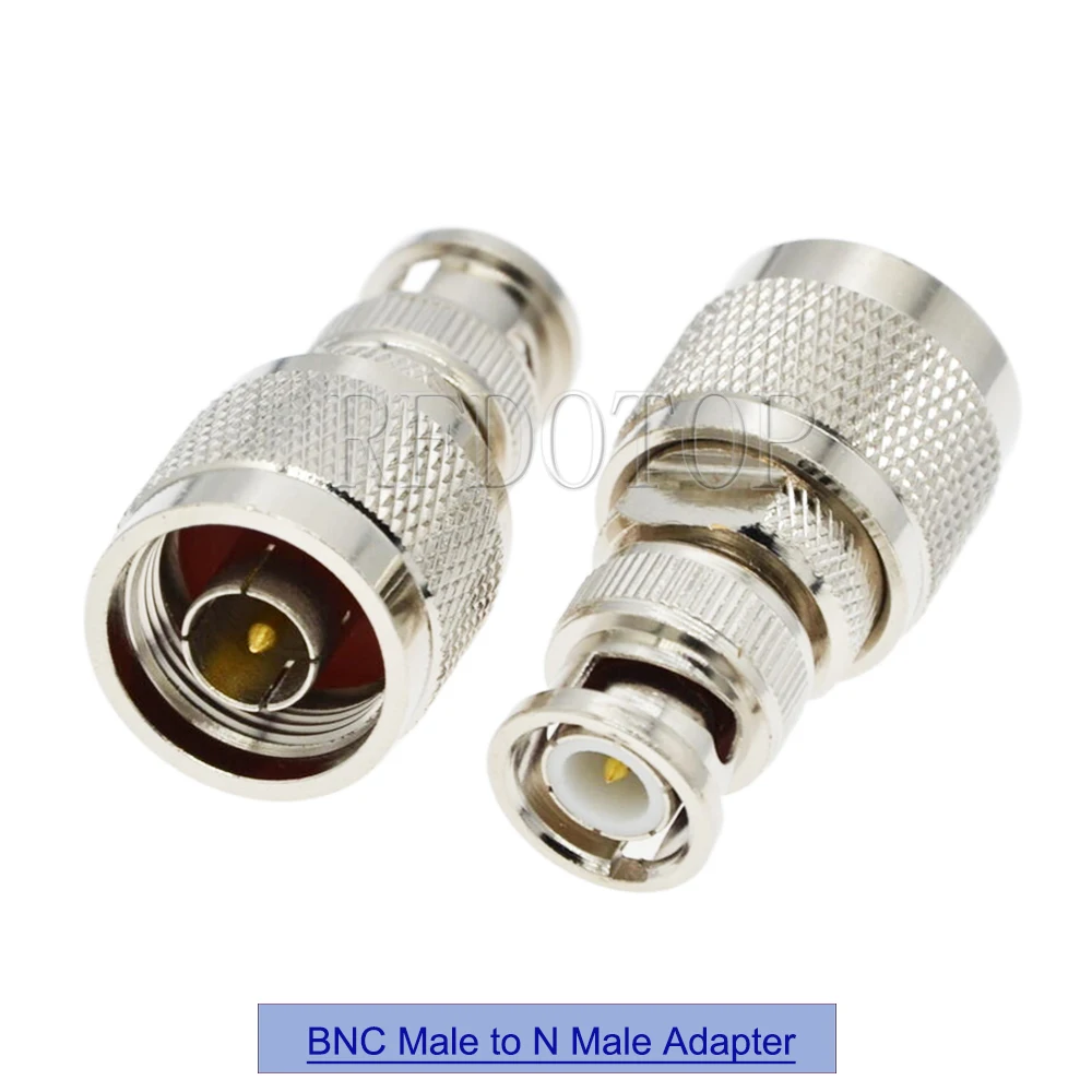 1Pcs BNC Male to N Male Plug Adapter Connector Nickel Plated Brass Straight 50ohm RF Coaxial Adapter