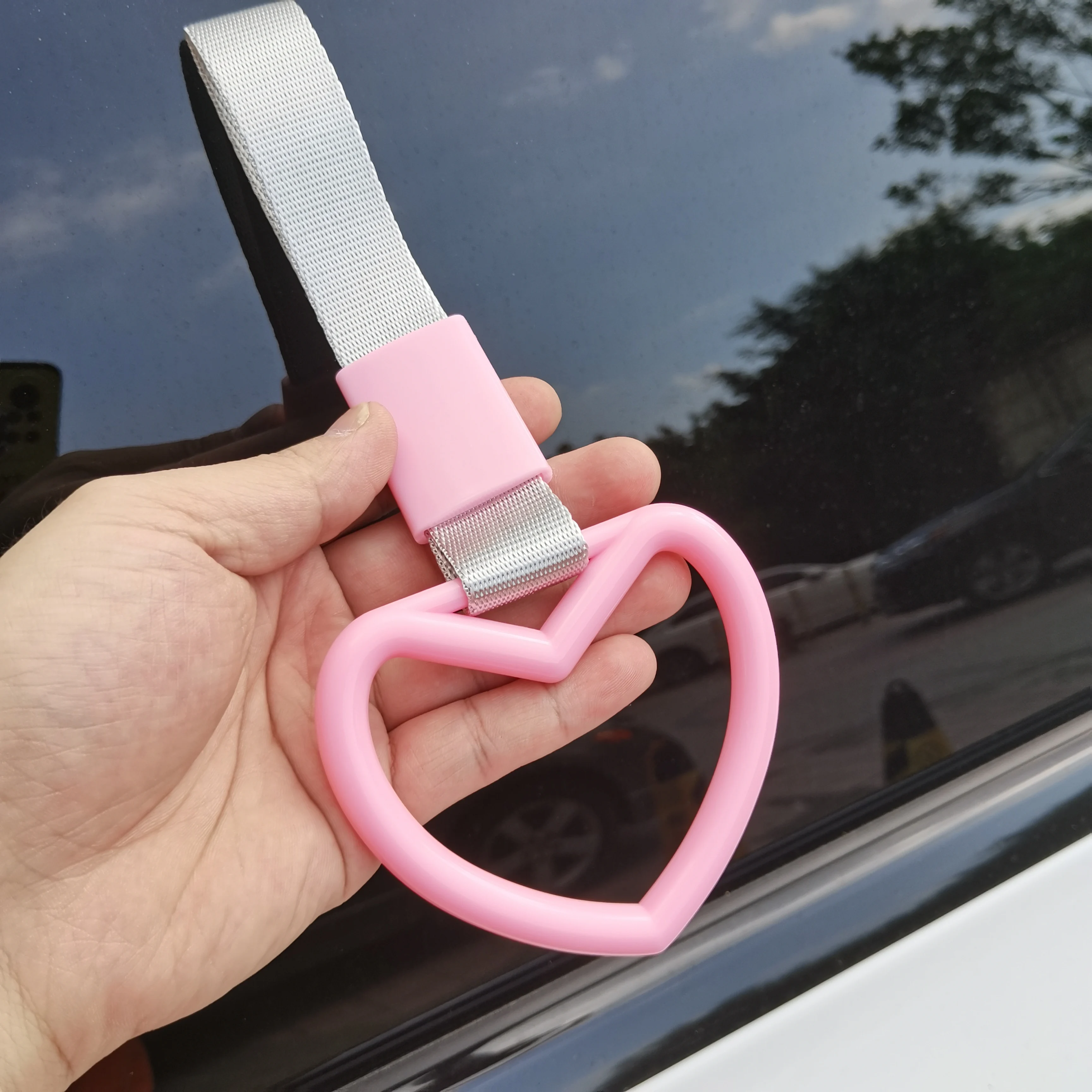 Hot Tsurikawa Ring Car Hand Strap Loops Bumper Warning Rings Subway Hand Strap Handles Car For Car Warning & Car Tow Strap Pink