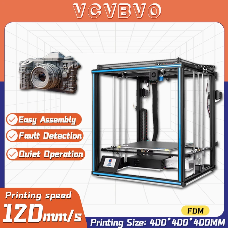 Fast Speed 3D Printer/Ultra-quiet/FDM/Extruder Auto Load Filament/Touch Screen Dual Z axis/Print Size 400*400*400mm