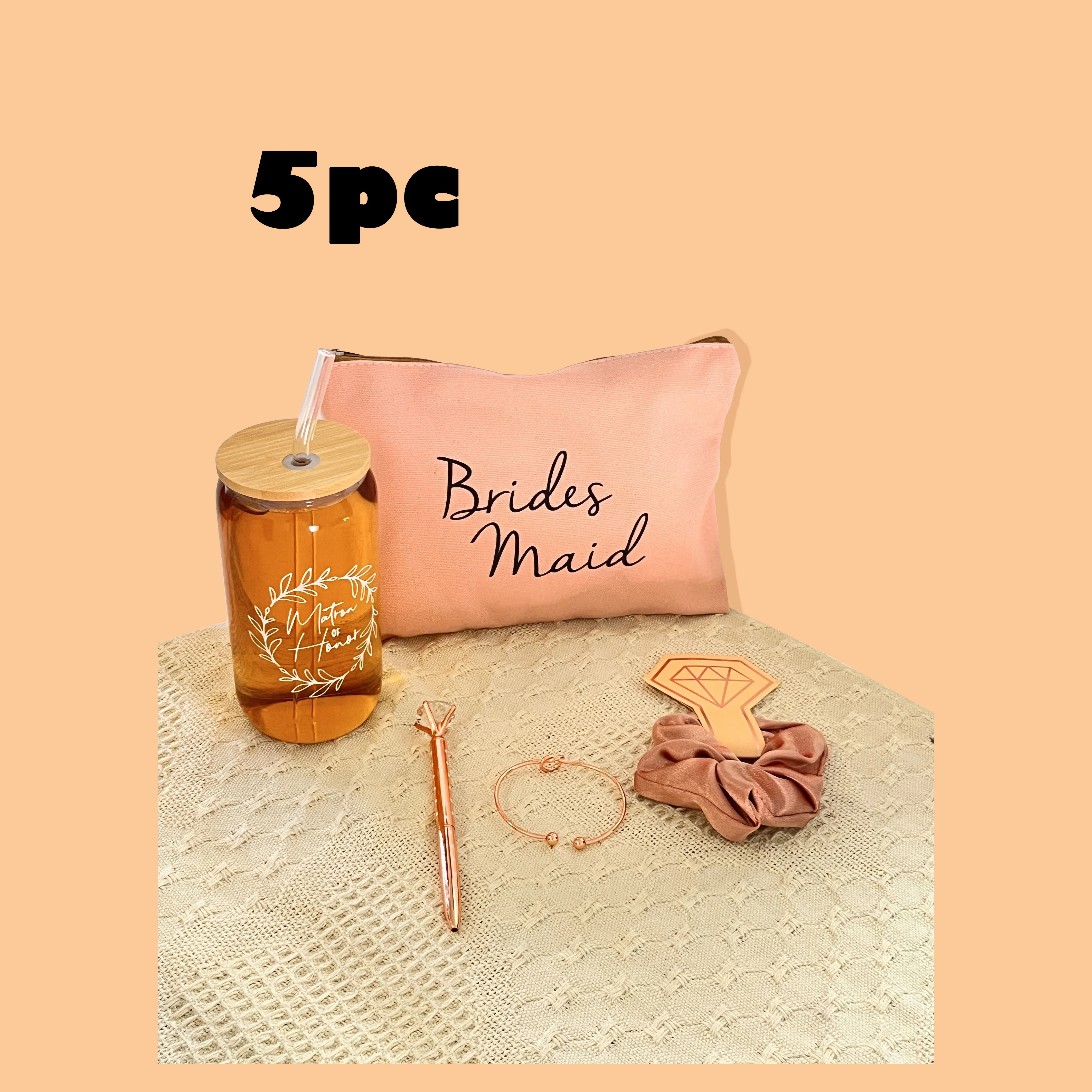 Bridesmaid Proposal Wedding Gifts Set Maid of Honor Gifts Bridal Shower 16oz Glass Cups Cosmetic Makeup Bags