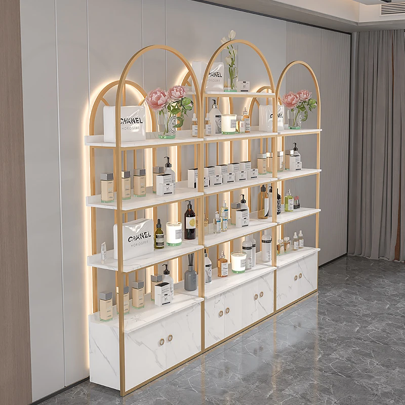 Beauty salon makeup and skincare product display rack, nail salon shelf display cabinet, light luxury and versatile