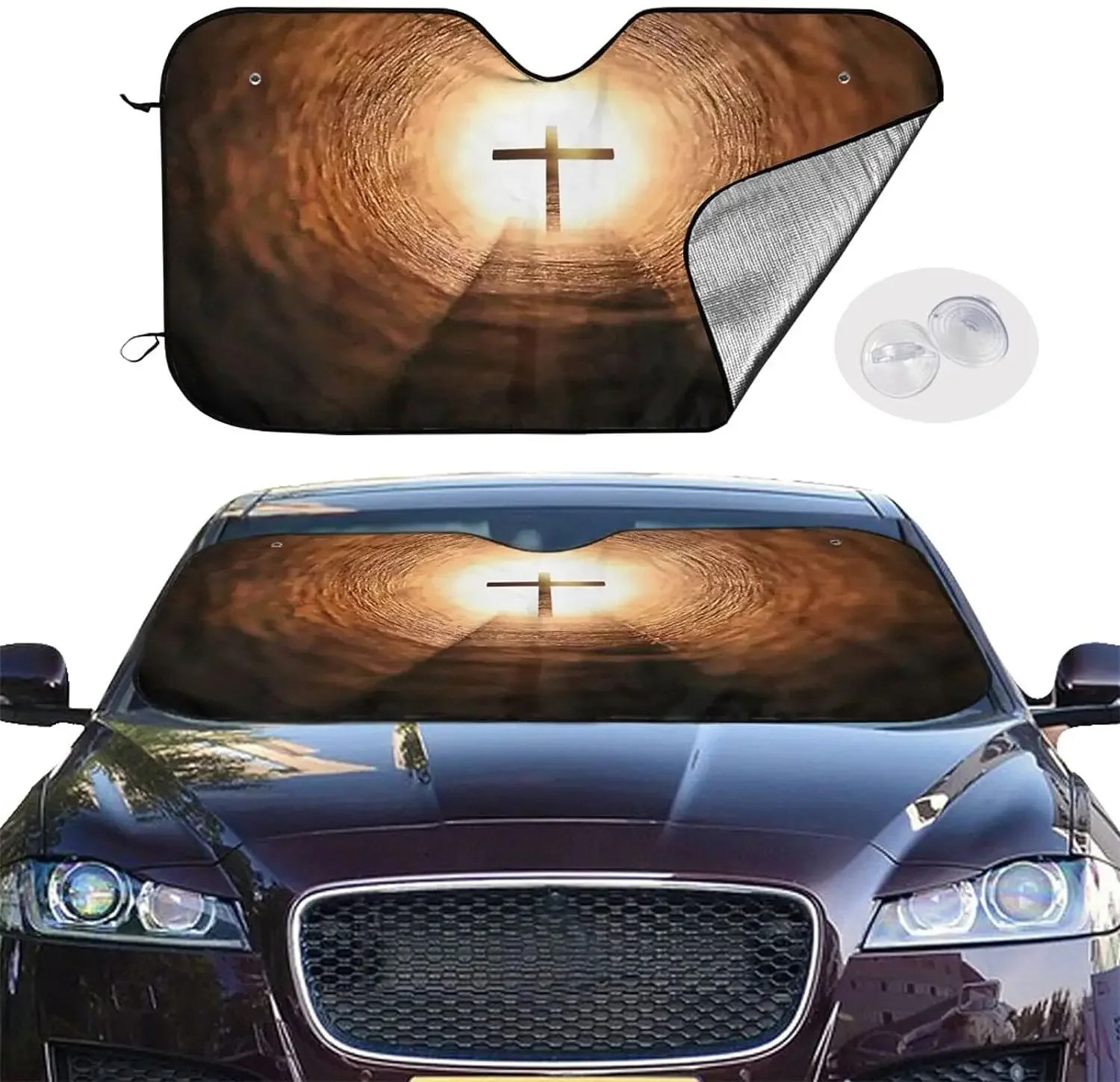 Hope Dawn Christian Cross Sun Shade Front Window Sunshade for Most Sedans SUV Blocks Max Uv Rays and Keep Your Vehicle Cool