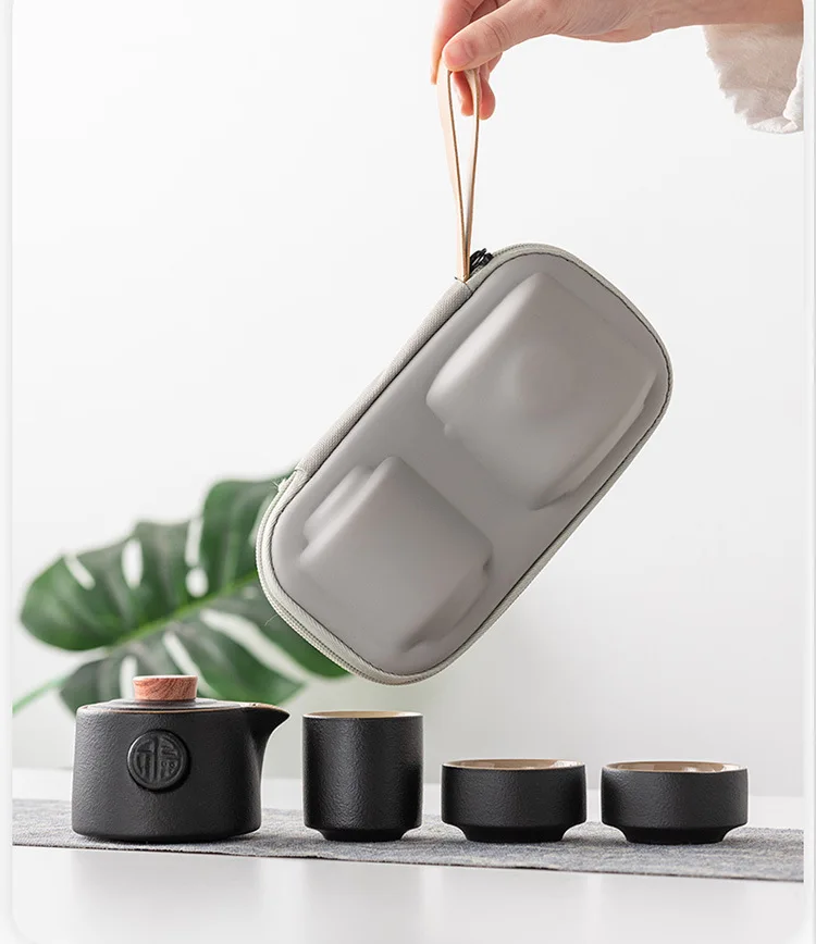 Portable Teapot Teacup Set with Travel Kit Kung Fu Teaware Ceramic Outdoor Tea Pots Chinese Tea Pot and Cup Set Teaware