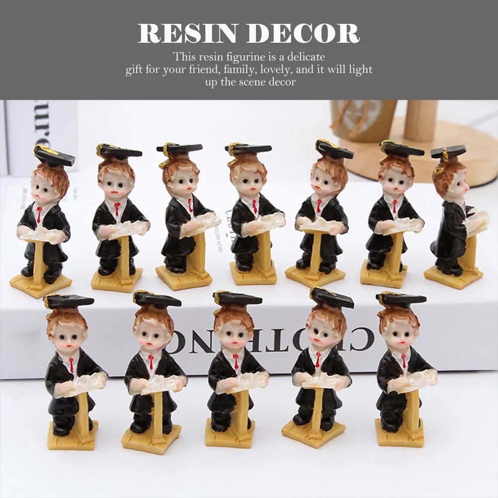 

2 Pcs Ornament Graduation Cap Exquisite Resin Student Figurine Mini Figure Desktop Ornaments Hat Graduate