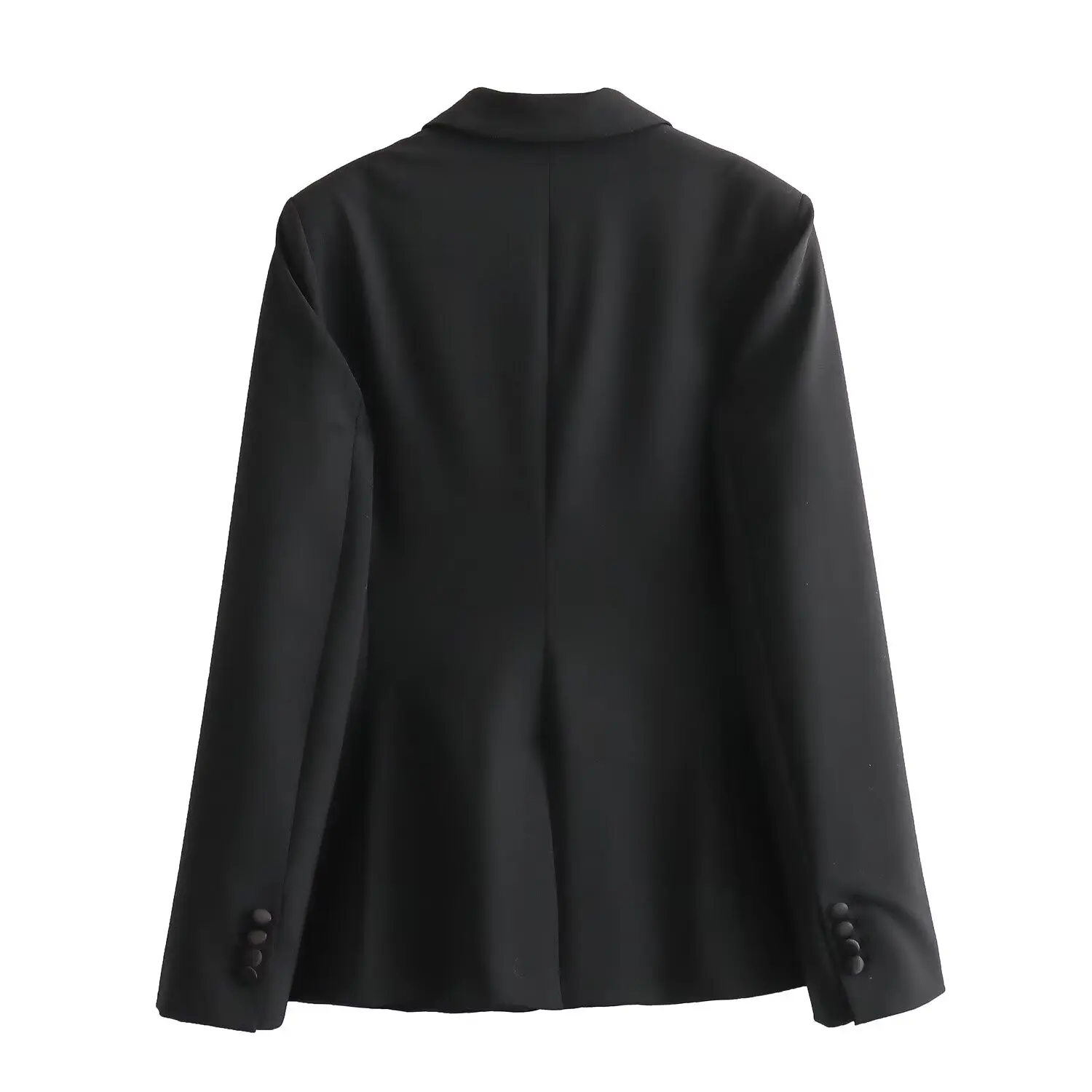 Jenny & Chandler-Chaqueta informal de satén para mujer, traje negro de retales, estilo francés, cuello chal de fiesta