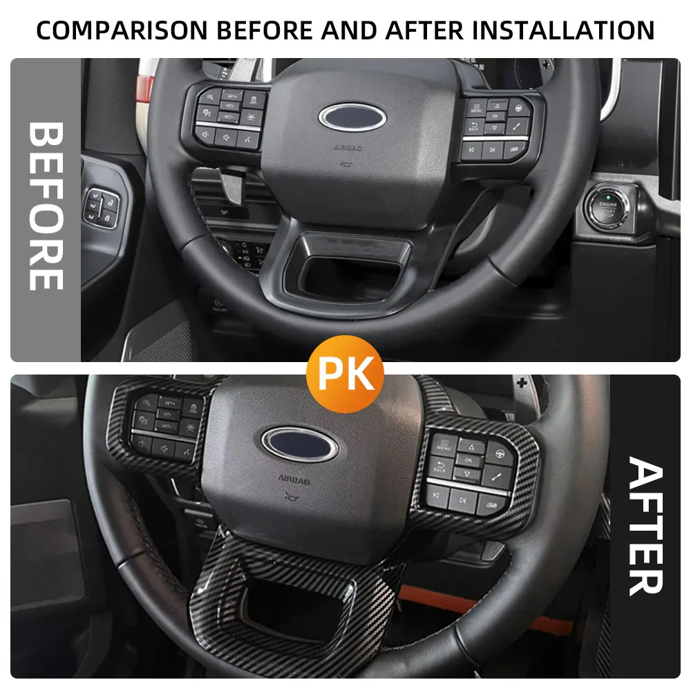Car Accessories Suitable for Ford F150 2021-2023 Steering Wheel Sequin Decorative Carbon Fiber Overall Steering Wheel Patch
